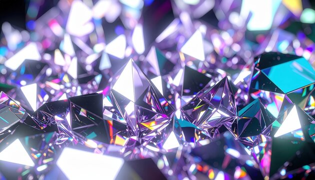 Sfondo 3D con triangoli cristallini e riflessi metallici blu e ciano