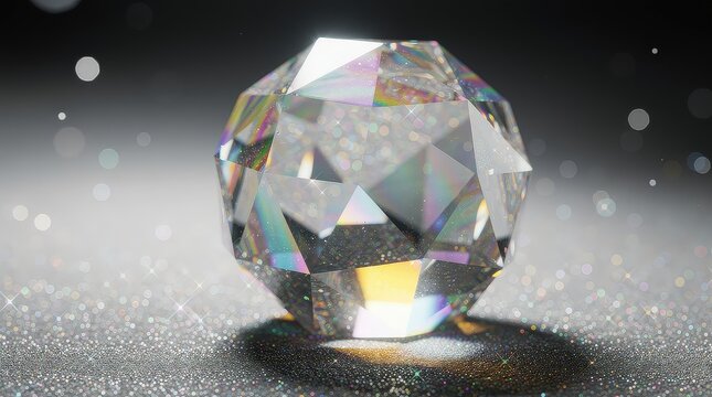 Sfere e cristalli sfaccettati con riflessi arcobaleno