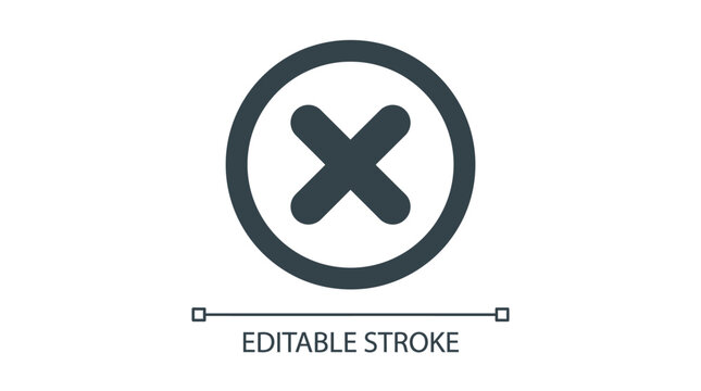 Circular cross mark icon featuring bold dark lines and rounded edges designed for modern user interface web application navigation systems