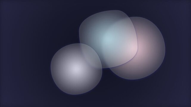 Abstract composition of overlapping translucent spheres with soft light effects on a dark background.
