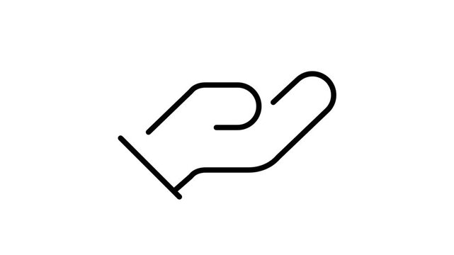 Simple outline icon of an open hand, palm up, ready to receive or give.