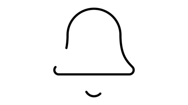 Simple black outline of a bell icon on a white background, representing notifications or alerts in digital interfaces.