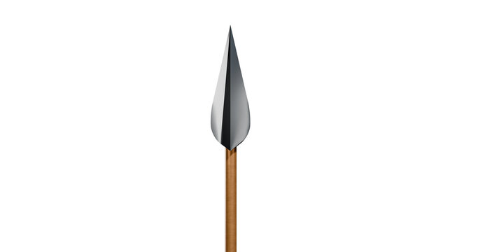 Spear grey metallic sharp fight element in a transparent background