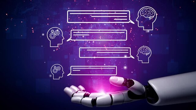 Futuristic Robot Hand Reaching Out with Dialogue Bubbles Representing Artificial Intelligence and Human Interaction in a Digital Space. Entropy.