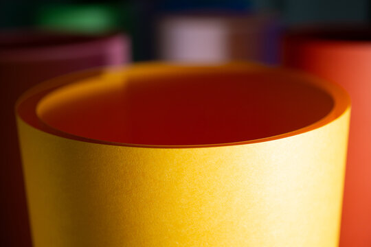 Yellow paper roll showing abstract texture and vibrant colors