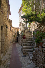 Fototapeta premium Narrow stone alley and stairway, Èze village, France