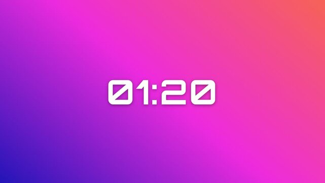90 Second (1.5 Minute) Digital Countdown Timer on Bright Amber Orange Yellow Gradient Background 4K Motion Graphics