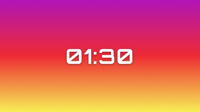 180 Second (3 Minute) Digital Countdown Timer on Bright Amber Orange Yellow Gradient Background 4K Motion Graphics