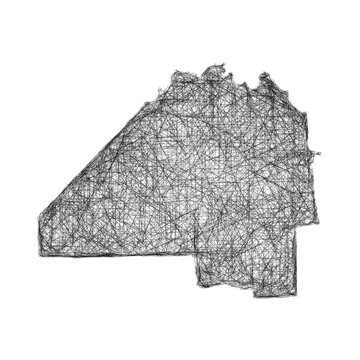Monochrome sketch Duval County (Florida) outline map design