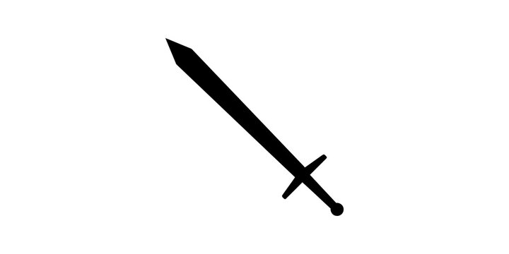 Black sword icon silhouette for gaming interface and weapon designs.