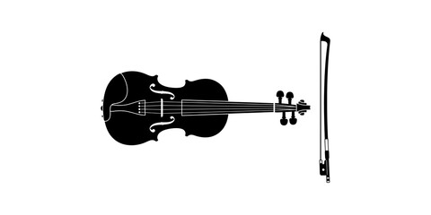 Violin instrument icon with black silhouette for classical music concert. © MuhammadAshraf