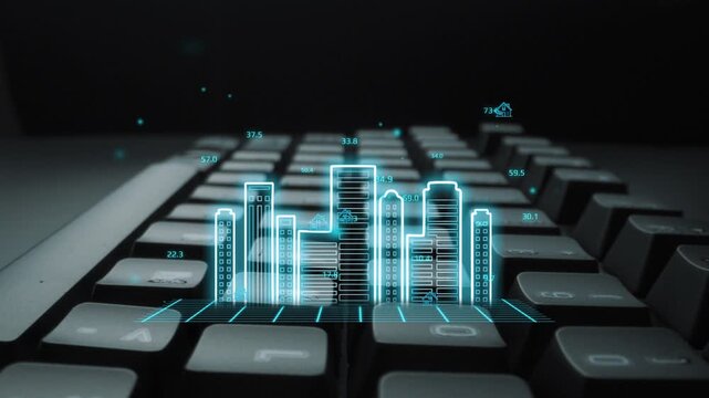 Digital Data Visualization Graph Overlaid on Keyboard in Dark Office Environment for Analytical Insights and Reporting Purposes. Entropy.