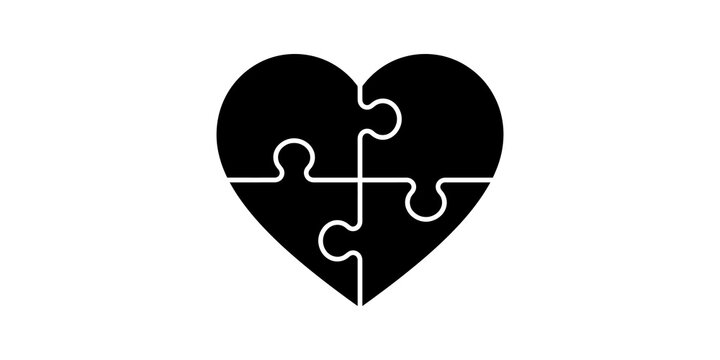 Heart shape broken into puzzle pieces for love and relationship concept.