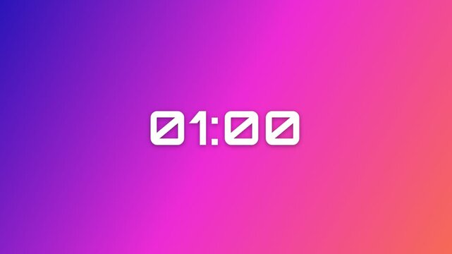 90 Second (1.5 Minute) Digital Countdown Timer on Bright Golden Amber Yellow Lime Gradient Background 4K Motion Graphics