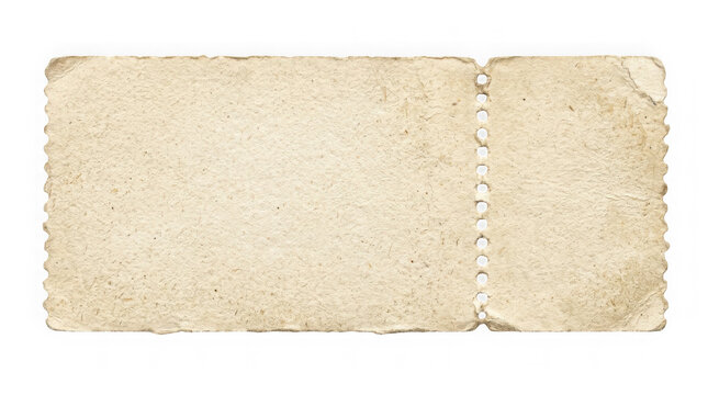 Blank vintage paper ticket stub isolated on transparent background