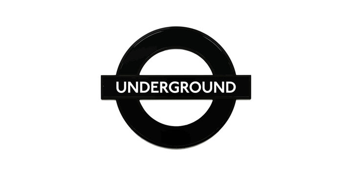 Black underground sign icon in a circle for London metro transportation.