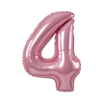 Shiny pink foil number four balloon