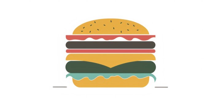 Stacked fast food burger with multiple layers