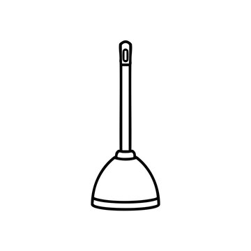 Toilet plunger bathroom cleaning tool outline icon vector with drain unclogger pipe cleaner suction cup plumbing tool bathroom accessory bathroom cleaning minimalist