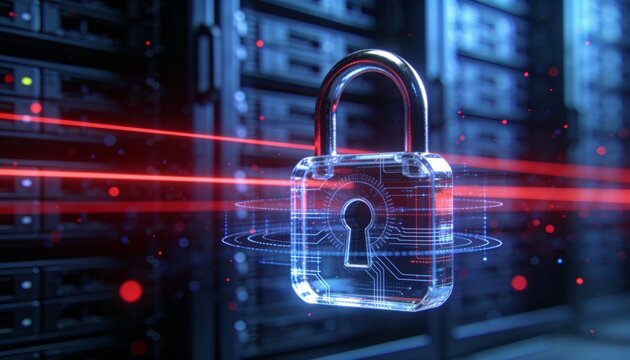 Data encryption and cybersecurity concept &mdash; internet network security defending financial transactions and private user data against cyber threats and attacks