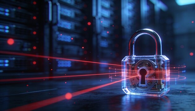 Data encryption and cybersecurity concept &mdash; internet network security defending financial transactions and private user data against cyber threats and attacks