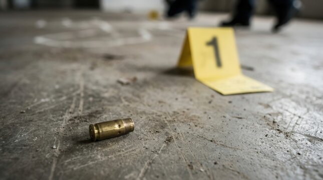 Crime Scene Evidence Bullet Casing Marked By Number One