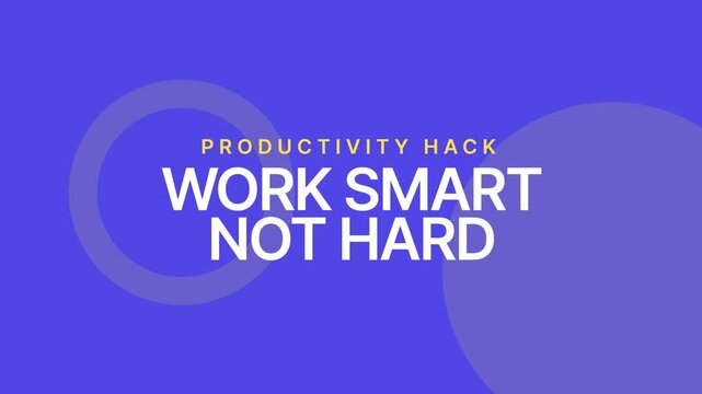 Minimalist text animation with productivity principles on dark background