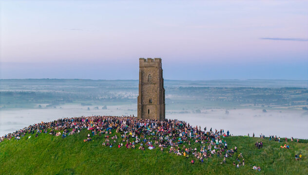 Glastonbury Tor Crowd at Summer Solstice