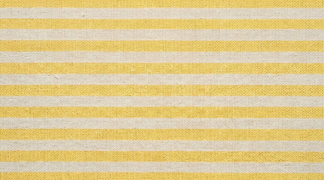 Golden yellow and off-white striped fabric texture, horizontal woven pattern blank space background