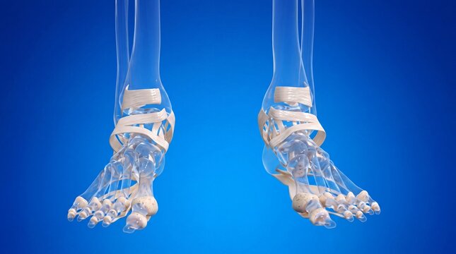 Medically Accurate 3D Illustration of Bilateral Foot Ligaments