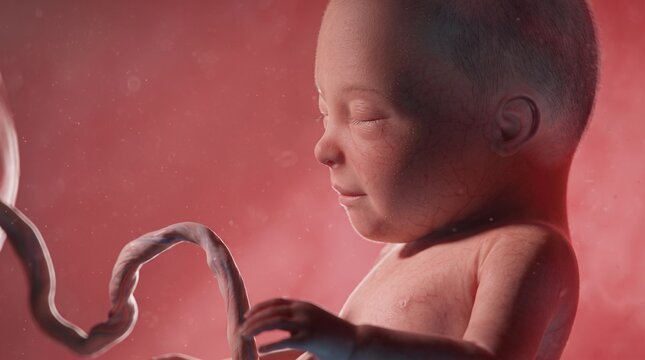 Developing Human Fetus in the Womb 3D Medical Illustration