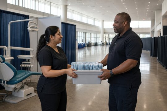 Dental Instrument Sterilization Temporary Outreach Clinic Inside Civic Convention Hall Hygienist Her Build Receives