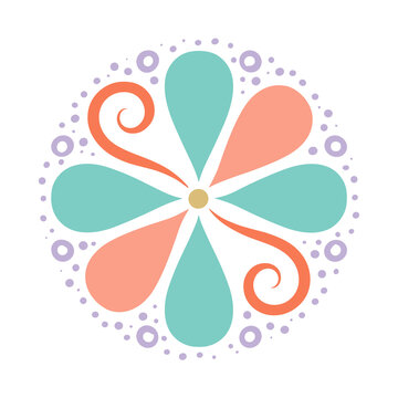 Mandala with flower petals and dots