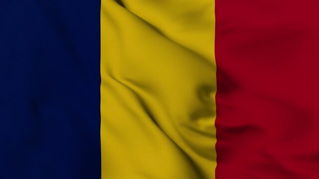 4K animation of the Chadian national flag waving in the wind