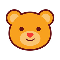 Obraz premium Cartoon teddy bear face with heart nose