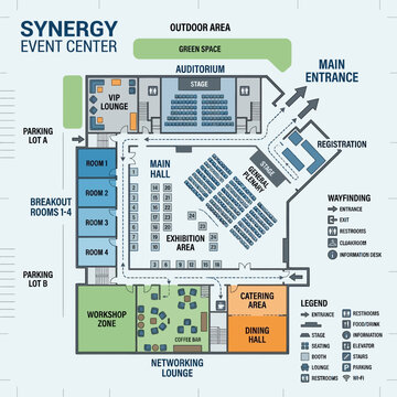 Synergy Event Center Floor Plan And Wayfinding Map For Visitors