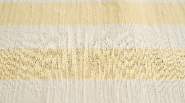 Soft yellow and off-white striped fabric texture, horizontal woven pattern blank space background