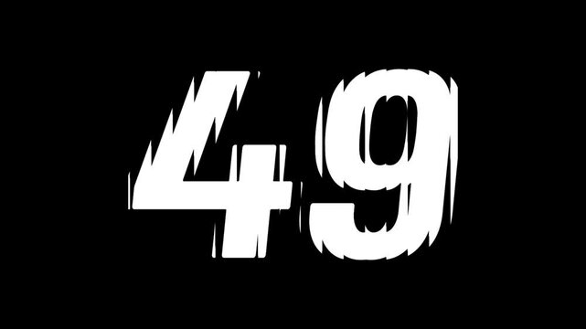 Sliced Glass Effect Number 49 Animation on Black Background Typography Motion Graphic