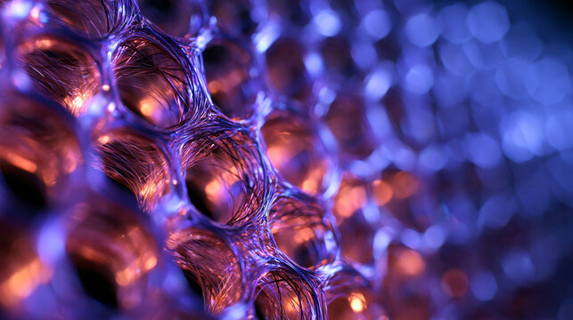 Futuristic Nanotechnology Mesh Structure with Glowing Light