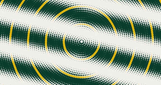Abstract background, with dark green, and gold circular, halftone dots pattern, on a white, background for wallpaper, and texture usage