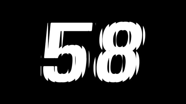 Sliced Glass Effect Number 58 Animation on Black Background Typography Motion Graphic