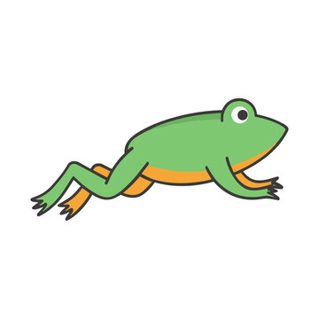 Cartoon frog jumping isolated on transparent background