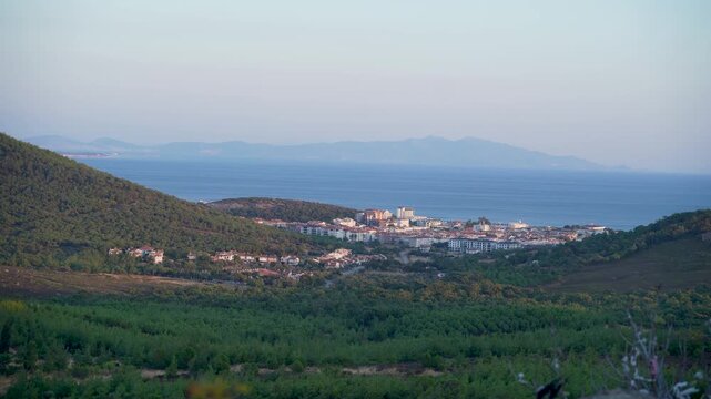 High Angle View of Ayvalik Coast and Beach Area in Turkey
