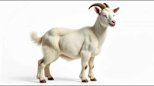 A goat standing on a white surface, perfect for farm or nature themes