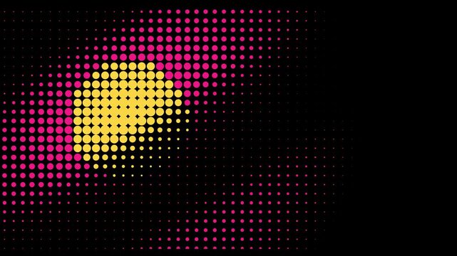 Abstract pink and yellow halftone dot pattern motion background, dots