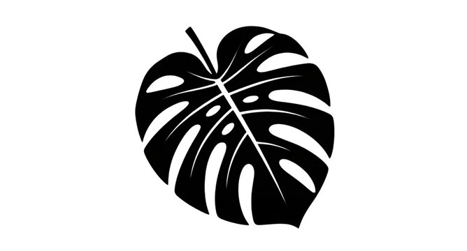 Monstera, leaf, tropical, black, silhouette, vector, graphic, monstera-leaf-vector, black-monstera-silhouette, tropical-leaf-icon, isolated-monstera-graphic, botanical-leaf-illustration