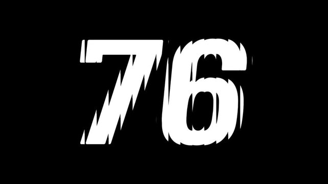 Sliced Glass Effect Number 76 Animation on Black Background Typography Motion Graphic