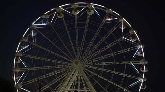 Large Ferris Wheel Ride Glowing at Night