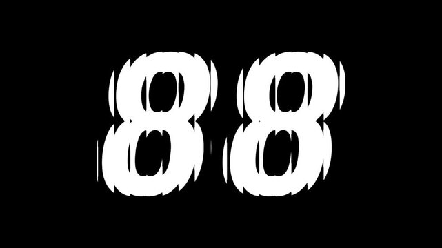 Sliced Glass Effect Number 88 Animation on Black Background Typography Motion Graphic