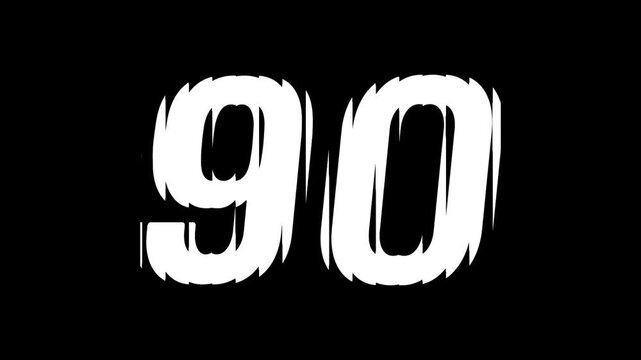 Sliced Glass Effect Number 90 Animation on Black Background Typography Motion Graphic